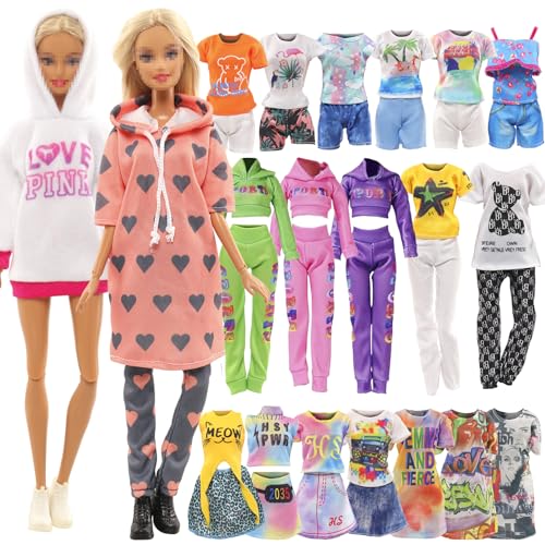 Miunana 15 Kleidung für Puppen = 4 Fashion Kleider 5 Tops 5 Hosen 1 Sportbekleidung für 11,5 Zoll Mädchen Puppen Geschenk