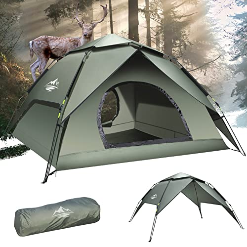 Camping Zelt Automatisches Sofortzelt 2-3 Personen Pop Up , Doppelschicht Wasserdicht & Winddichte Ultraleichte Kuppelzelt UV Schutz Einfache Einrichtung für Trekking, Familien, Rucksackreisen