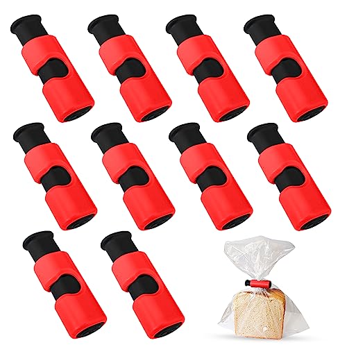 Foodbuddy® Verschlussklammern für Tüten | 10 Stück Tütenclips Verschlussclips | Kitchen Gadgets | verschlussclips für Beutel | tütenverschlüsse | tüten Verschluss (Rot)