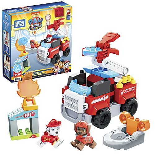 MEGA GYJ01 – Mega Bloks Paw Patrol Feuerwehr Bauset mit 34 Bausteine, Spielset für Kinder ab 3 Jahren