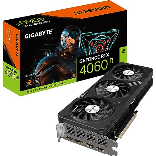 Gigabyte NVIDIA GeForce RTX 4060 Ti GAMING OC Graphics Card - 16GB GDDR6, 128-bit, PCI-E 4.0, 2595MHz Core Clock, 2x DP 1.4, 2x HDMI 2.1a, NVIDIA DLSS 3 - GV-N406TGAMING OC-16GD