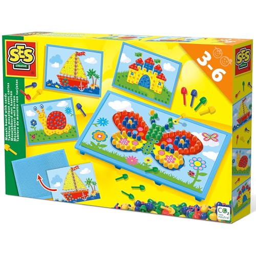 SES Creative 14898 14898-Mosaikbrett mit Vorlagen, Geel, Mittel