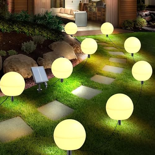 Solarlampen für Außen Garten 6 Stück Kugel Solar Lichterkette Aussen 7 Farbwechselnde Balkonlichter im Freien Wasserdicht für Braußen Gehwege Hof Gehweg Gartendeko LED（6 Stück, φ12Zentimeter）