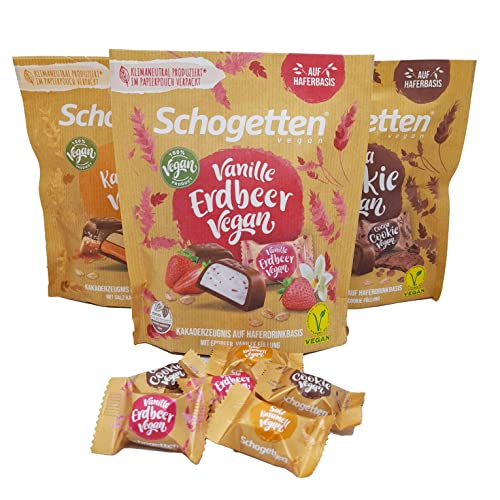 Schogetten Vegan Set Vanille Erdbeer | Cocoa Cookie | Salz Karamell 3 x 125g