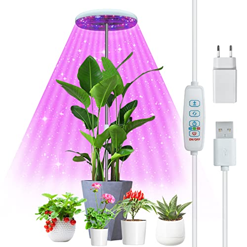 Pflanzenlampe, EWEIMA Pflanzenlicht Ringlicht-Kopf 72 LEDs Höhenverstellbares, Grow Light 360° Lichtreichweite mit Zeitschaltuhr 3/9/12 Std, 3 Lichter Modi und 10 Helligkeit für Zimmerpflanzen