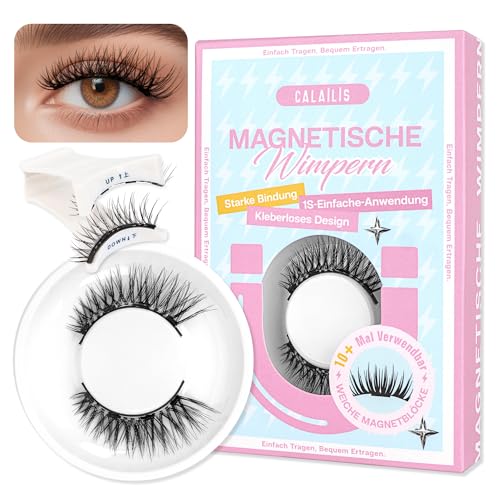 CALAILIS Magnetische Wimpern 1 Paar Magnet Wimpern Mit Zange Magnetic Lashes Natürlicher Look Wimpern Magnetisch Kein Kleber Erforderlich Einfach Zu Tragen Und Zu Entfernen (MAL3)