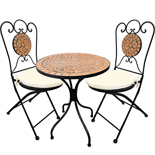 Mosaik Sitzgarnitur Sitzgruppe Gartentisch Stühle Gartengarnitur Gartenmöbel Bistrotisch Set 5-teilig
