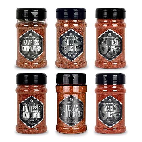 Ankerkraut BBQ Rub Set mit 6 Streuern - das perfekte Set für den Viel-Griller, Grill-Gewürze mit Geschmack & Aroma