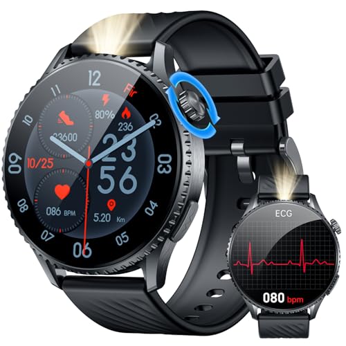 Smartwatch Herren mit Bluetooth Telefonfunktion Fitnessuhr: 1.56 'AMOLED Smart Watch EKG+HRV Sportuhr mit 24H Herzfrequenz Blutdruck Fitness Tracker IP67 Wasserdichte Uhren Kompatibel Android iOS