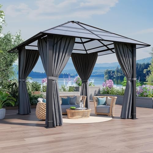Devoko Pavillon 3x3 Wasserdicht Stabil Winterfest,Aluminium Gartenpavillon,Pavillon mit Festem Dach Protection UV,Geeignet für Außenszenen,Grau
