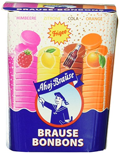 Frigeo Ahoj-Brause, Die Klassiker: runde Brause-Bonbons in den vier Geschmacksrichtungen Zitrone, Orange, Himbeere und Cola, 1-er Pack (1 x 125 g)