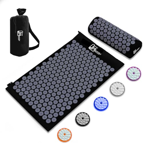 Mattibi® Akupressurmatte mit Kissen – Original Yantramatte für Rücken, Nacken & Fußschmerzlinderung – Mit Tragetasche, Nadelmatte für tiefe Entspannung & Magnetfeldtherapie, ideal für Männer & Frauen