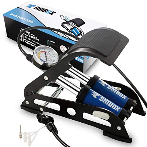 Fußpumpe Fahrrad alle Ventile I Fußluftpumpe mit Manometer und extra langem Schlauch (100 cm) I Fusspumpe Auto I Luftpumpe Fahrrad alle Ventile auch Auto -Ball -Motorrad
