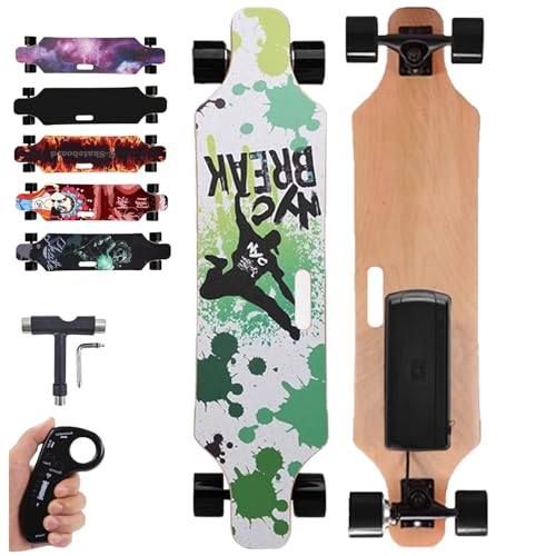 Campus Elektro-Longboard, Offroad-Elektro-Skateboard Mit Tragegriff-Design, Tragbares Surfbrett-Longboard Mit Fernbedienung, 8km Reichweite FüR Erwachsene, AnfäNger Und Jugendliche,F