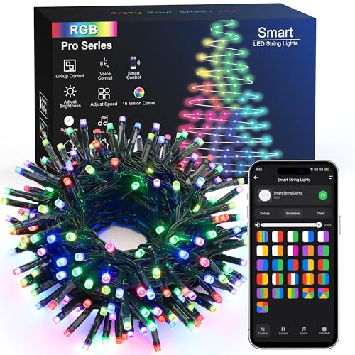 BrizLabs Smart Weihnachtsbeleuchtung Außen, 20M 200 LED Weihnachtsbaum Lichterkette Innen mit 16 Millionen RGB Farben Weihnachten Deko Lichter, APP-Steuerung, Kompatibel mit Alexa für Garten Party