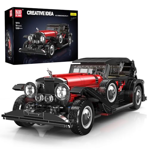 Mould King 10114 Technik Sportwagen Bausteinsets, 1308 Teile MOC Kreativität Oldtimer Auto Modell Bausteine, Geschenke für Kinder ab 14 Jahren/Erwachsene Sammler Enthusiasten (Statische Version)