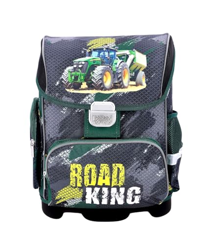 Traktor Schulranzen Trecker Ranzen Tornister 8 Teile Set Federtasche Tasche Federmappe mit Sticker-von-Kids4shop