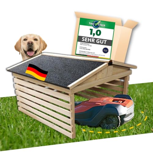 STAHLMANN® Mähroboter Garage [77,5 x 73 x 63 cm] - Rasenroboter Garage [wetterfest] Mähroboter Garage [Made IN Europe]