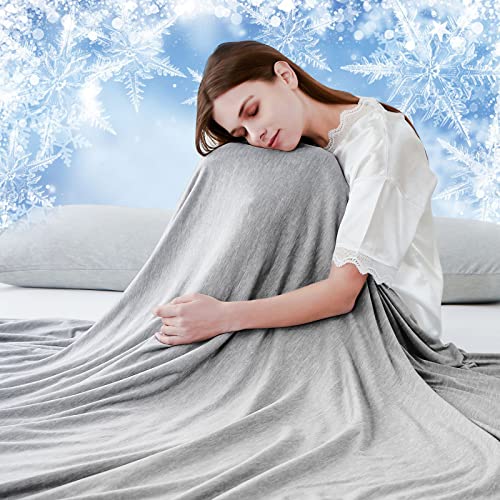 Luxear selbstkühlende Decke, Arc-Chill Q-Max 0,5 Kühldecke, 2 in 1 Doppelseitige Dünne Sommerdecke Baumwolle, kühlende Decke für Menschen Bettüberwurf Babydecke Kuscheldecke, 150 x 200cm Grau