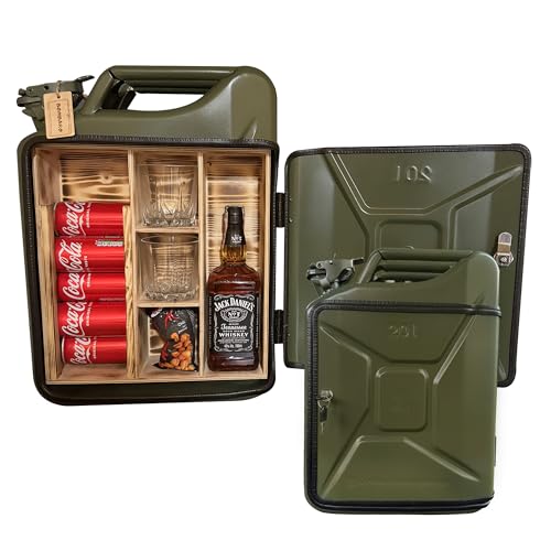 Bombaro 20L Kanister Bar mit Gravur I 2 Whiskygläser GRATIS I Jerrycan I Mobile Kanister Bar Geschenk I Abschließbare Minibar