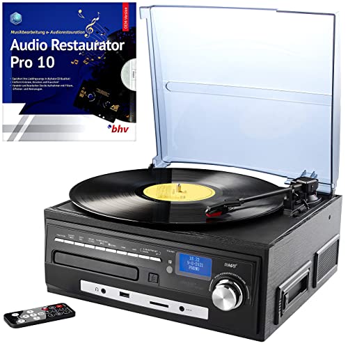 auvisio Kompakt Plattenspieler: Kompakt-Stereoanlage & Digitalisierer mit DAB-Digitalradio & Software (Stereoanlage mit Plattenspieler, mit CD, Kassettenrekorder)