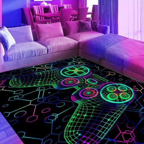 HOLAVIDA 3D Vortex Illusion Teppich, Schwarzlicht-UV-reaktiver Bereichsteppich, rutschfeste Fluoreszierende Spielbodenmatte, Leuchtend im Dunkeln Kinder-Spielterraum-Dekor 180x120cm