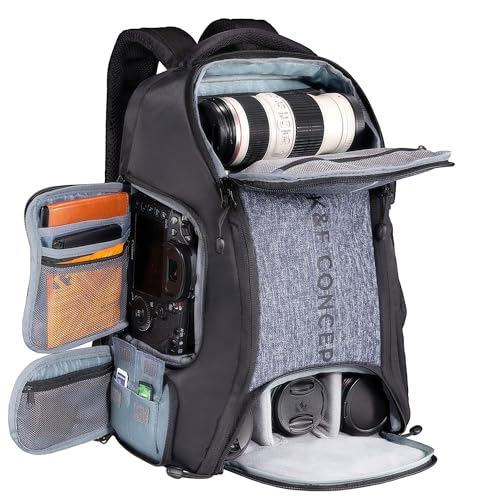 K&F Concept Kamerarucksack wasserdicht Fotorucksack für Canon Nikon Sony Spiegelreflexkameras, Drohne, Objektiv, Laptop, Stativ und Zubehör