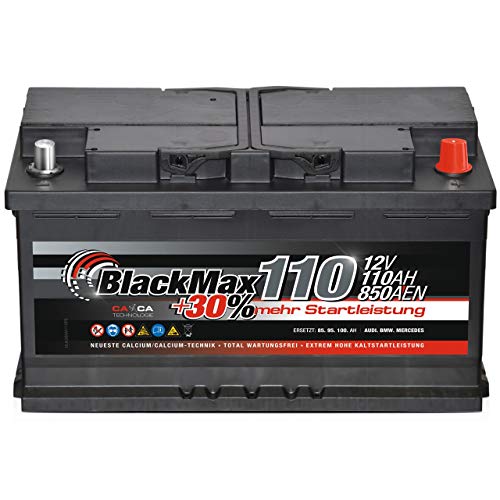 Autobatterie 12V 110Ah 850A BlackMax PKW Batterie ersetzt 88Ah 100Ah 105Ah
