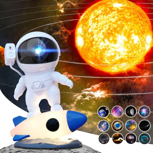 MERTTURM Sternenhimmel Projektor, Planetariums Projektor Lampe für Schlafzimmer Decke, 13 HD 4K Planeten Discs, Raketen Nachtlicht in 9 Farben, LED Sternenhimmel Projektor für Kinder Erwachsene