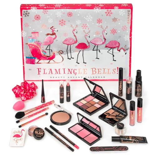 Beauty Adventskalender 'PINK FLAMINGO X-MAS' 2024, LAHAYE, 24 hochwertige Make-up und Kosmetik Überraschungen für Weihnachten, Geschenkset, Weihnachtsgeschenke