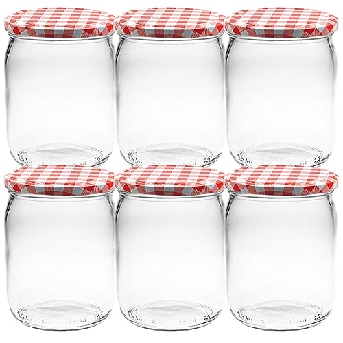 Devitre 6er Set Marmeladengläser 540 ml Einmachgläser mit Deckel + Etiketten