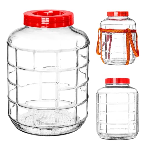 KADAX Gärballon 5L, Glasballon mit Deckel aus Kunststoff, Weinballon, Glasgärballon, universelles Glas, Gurkenglas, Vorratsglas, Aufbewahrungsglas, Gärbehälter, Einkochglas