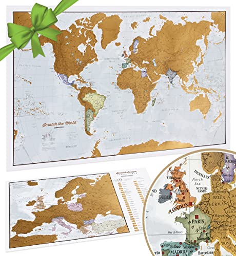 Weltkarte Zum Rubbeln mit Geschenkröhre + BONUS Europa-Rubbelkarte - Maps International - Über 50 Jahre in der Kartenherstellung