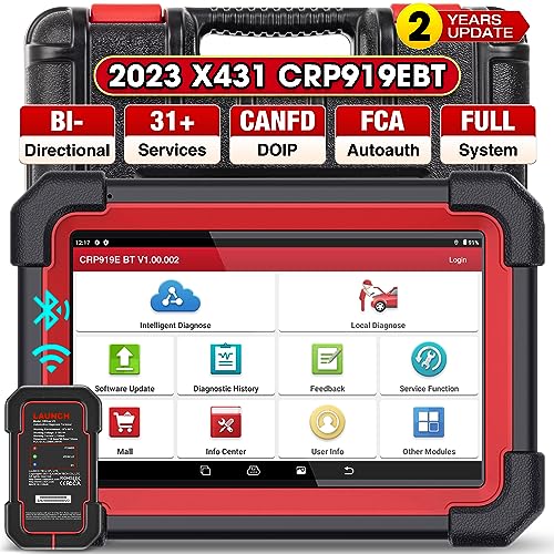 LAUNCH CRP919E BT obd2 diagnosegerät für alle Fahrzeuge,diagnosegerät Auto mit OE-Level Alle System Diagnose,31+ Reset-Services,kfz Tester für Active Test,CANFD, ECU-Kodierung,V.A.G-geführte Funktion