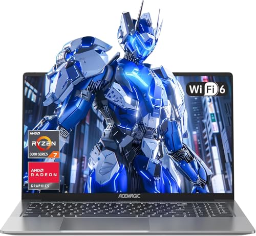 ACEMAGIC Laptop mit Metallgehäuse und Hintergrundbeleuchtetem Laptop AMD Ryzen 7 5825U(8C/16T, bis zu 4,5 GHz) für Notebook,16,1 Zoll FHD,16GB DDR4,512GB M.2 SSD,WiFi 6,BT5.2,HDMI(Gray)
