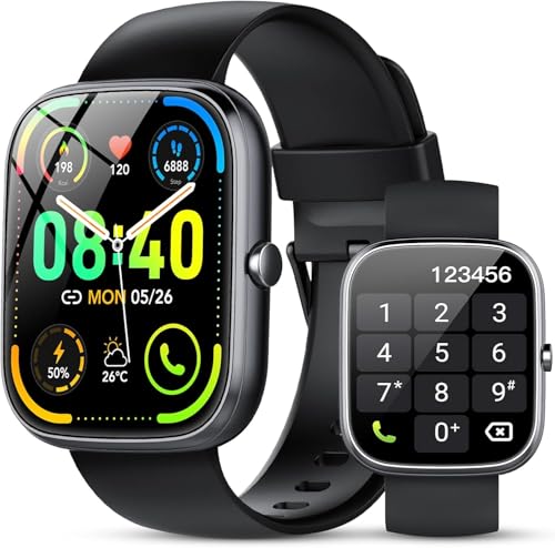 Smartwatch Herren Damen, 1,91'HD Touch Smart Watch mit Telefonfunktion, 115+Sportmodi Sportuhr, IP68 Fitness Tracker mit Herzfrequenz SpO2 Schlafmonitor Schrittzähler für Android iOS (Schwarz)