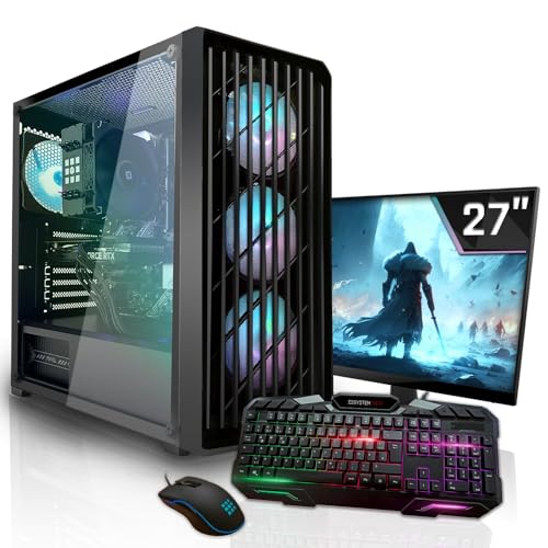 SYSTEMTREFF Basic Gaming Komplett PC Set AMD Ryzen 5 5500 6x4.2GHz | Nvidia RTX 3050 8GB DX12 | 1TB M.2 NVMe | 32GB DDR4 RAM | WLAN Desktop Paket Computer für Gamer, Gaming