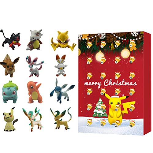 Guiiy Game Christmas Countdown Advent Calendar with 24Pcs Mini Anime Figures Toys Party Favors for Kids