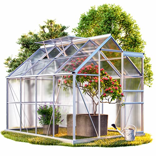 Gardebruk® Aluminium Gewächshaus 4,75m² mit Fundament 250x190cm inkl. 2 Dachfenster Treibhaus Garten Frühbeet Aufzucht 7,63m³