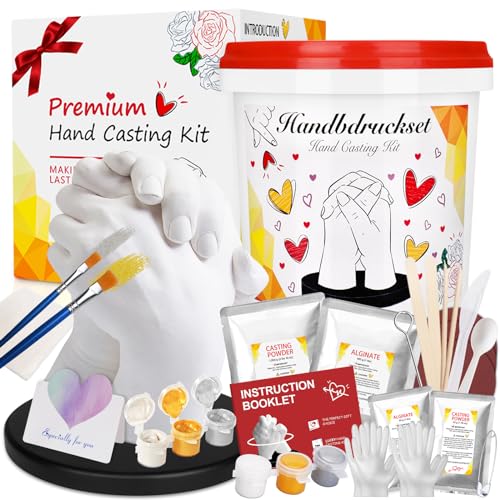 JOTOL 3D Handabdruck Set für Paare,Gipsabdruckset für 2 Erwachsene Hände mit Tischdecke und Handschuhe,Gipsabdruck Set Super Geschenkidee zum Hochzeitstag,Jahrestag,Geburtstag