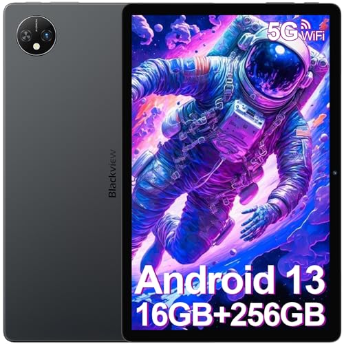 Blackview Android 13 Tablet 10 Zoll Tab 10 WiFi, 16(8+8) GB RAM + 256GB ROM + 2TB Erweiterung, Octa-Core Gaming Tablet, 5G WiFi Tablet, 13MP/5MP Kamera, 7680mAh Akku, PC Mode/Type C, Grau