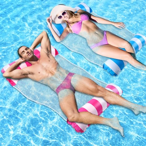 Luftmatratze Pool XL, 2Stück Luftmatratze Wasser, 4 in 1 Aufblasbares Schwimmbett Wasserhängematte, Schwebende Luftmatratze, Pool Spielzeug, Wasserspielzeug für Erwachsene und Kinder