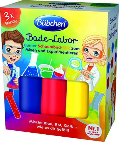Bübchen Bade-Labor, Bunter Schaumbad-Mix zum Mixen und Experimentieren 3x50ml (blau, rot, gelb)