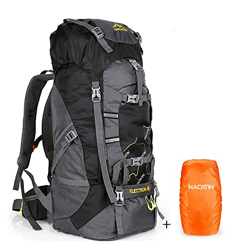 NACATIN 60L Trekkingrucksack Campingrucksack Wanderrucksack, reißfest und wasserdicht großen Rucksack, ideal für Camping Wandern Outdoor-Aktivitäten