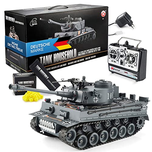 GOODS+GADGETS Ferngesteuerter RC German Tiger I 1:16 Modellbau Panzer 2.4GHz mit Schuss-Funktion, Sound - RTR (Tiger I)