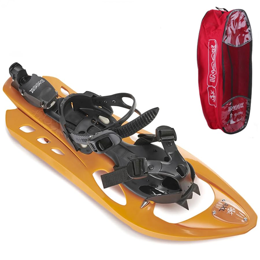INOOK AXL Schneeschuhe orange I Schneeschuhe mit Steighilfe I EU 34-42 I mit praktischer Tragetasche