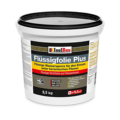 Isolbau Flüssigfolie PLUS - Profi Dichtfolie für innen & außen - Lösemittelfreie, wasserdichte Abdichtung auf Wasserbasis - 9,5 kg