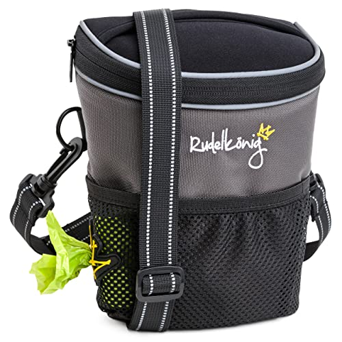 Rudelkönig Leckerlitasche für Hunde - Praktische Gassi Tasche für das Hundetraining - Leckerlibeutel mit Kotbeutelspender zum Umhängen