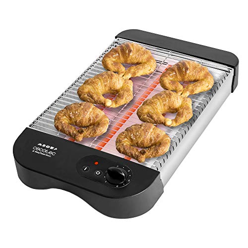 Cecotec Flachtoaster Turbo EasyToast Basic. 3 Quarzheizkörper, 6 Leistungsstufen, Krümelschublade, Kabelaufwickler, Finish aus hitzebeständigem Kunststoff, 900 W.