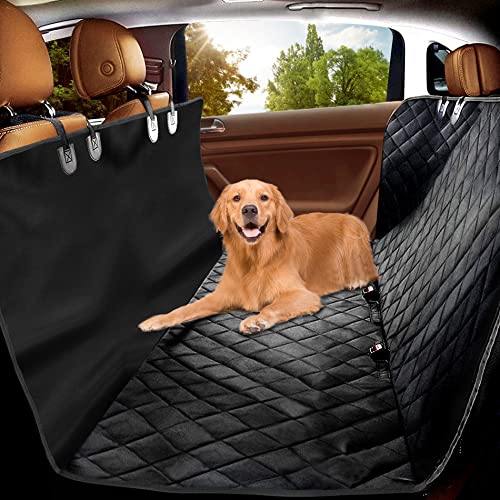 Wasserfest Autoschondecke, Wimypet DO01-FBA 147 x 137cm Hundedecke Rückbank, Anti-Rutsch Schondecke Hund Auto mit Einem Kostenlosen Sicherheitsgurt und Tragetasche für Autos Trucks Van SUV